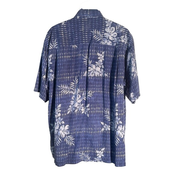 TOMMY BAMAHA Men's Short Sleeve Button Down Floral Silk Shirt Blue XL - Picture 4 of 6